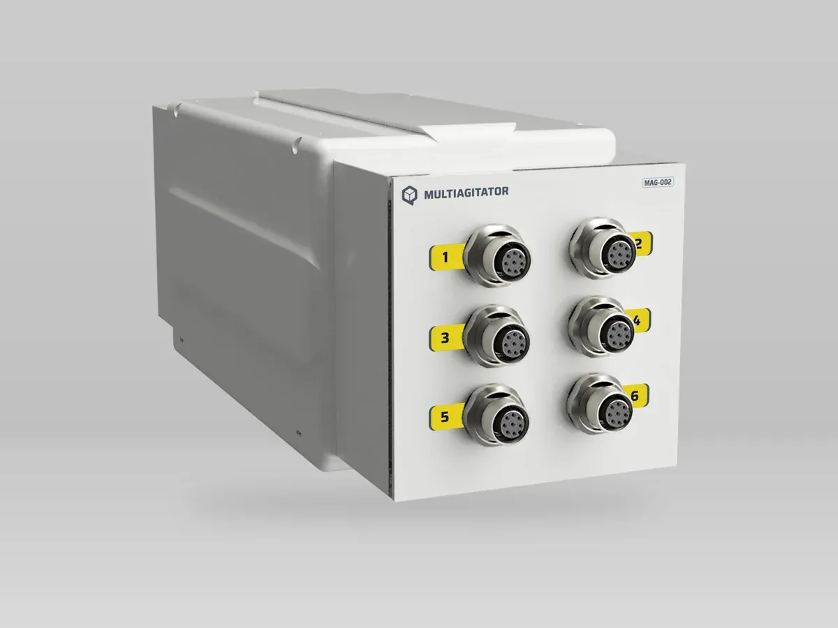 QB Multiagitator (6 agitation modules), angled view