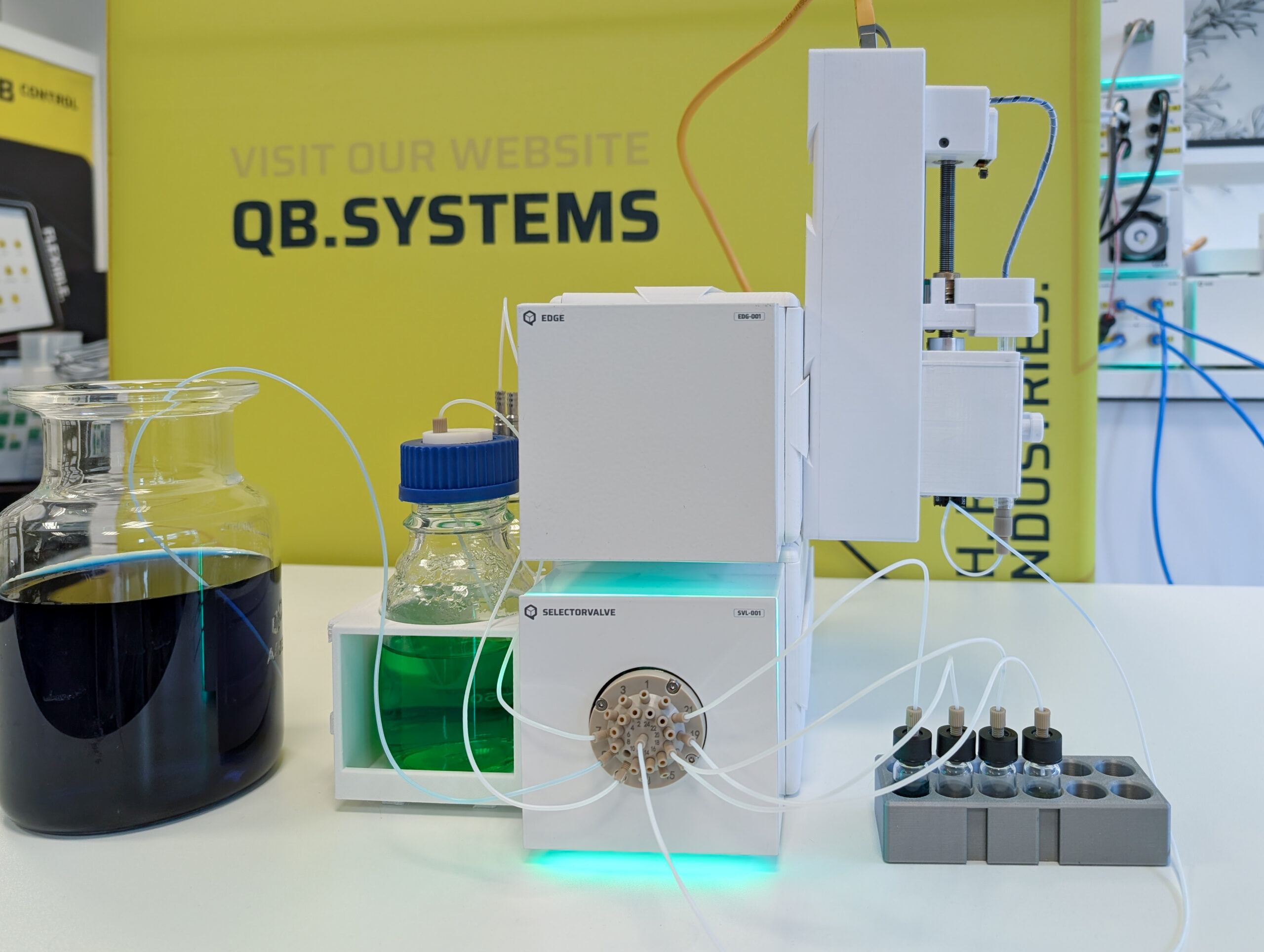 QB AutoSampler benchtop automated sampling system connected to bioreactors